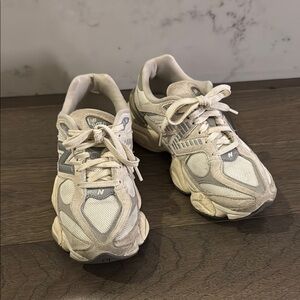 New Balance 9060 Cream and Gray Sneakers